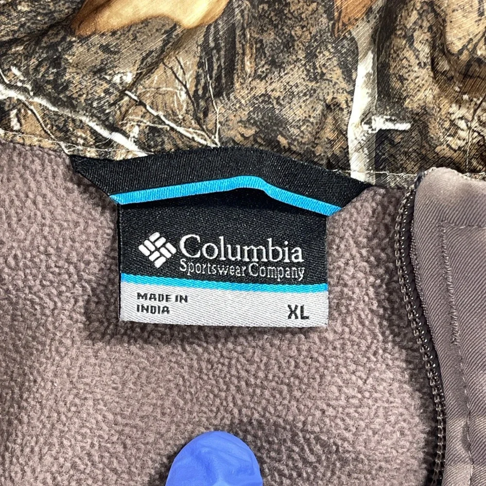 Columbia‎ Softshell Vest Men XL Brown PFG Camo Trim Full Zip HM2775